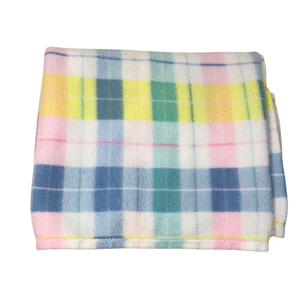 Cuddle Me NoJo Baby Blanket Multicolor Pastel Plaid Fleece Soft Crib Throw 30x40